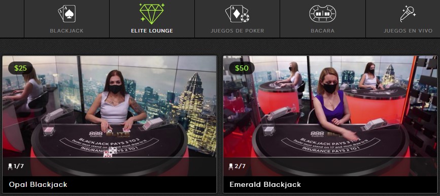 Elite Lounge en 888Casino Chile
