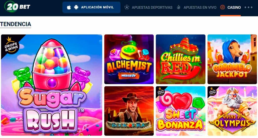 Mejores juegos en 20Bet Casino Chile