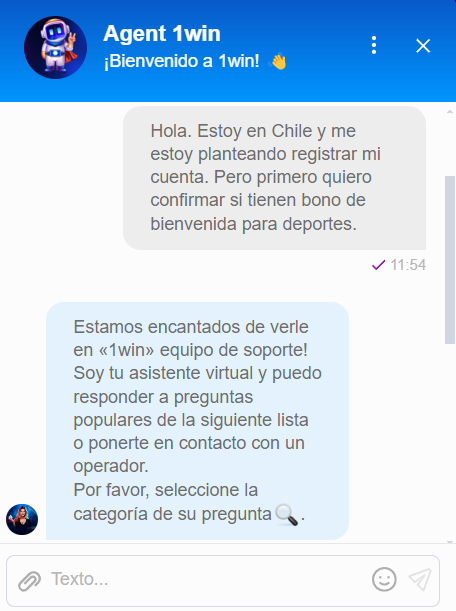 Servicio al cliente en 1Win Chile