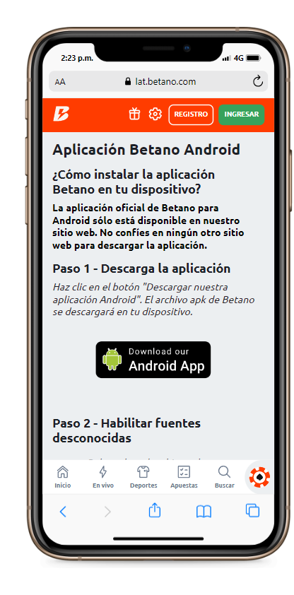 Tutorial para descargar Betano app iOS y Android