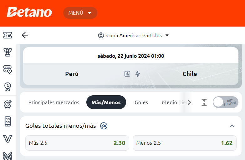 Apuestas Copa América - Over Under de Goles