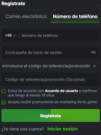 BC Game Chile Registrar Cuenta