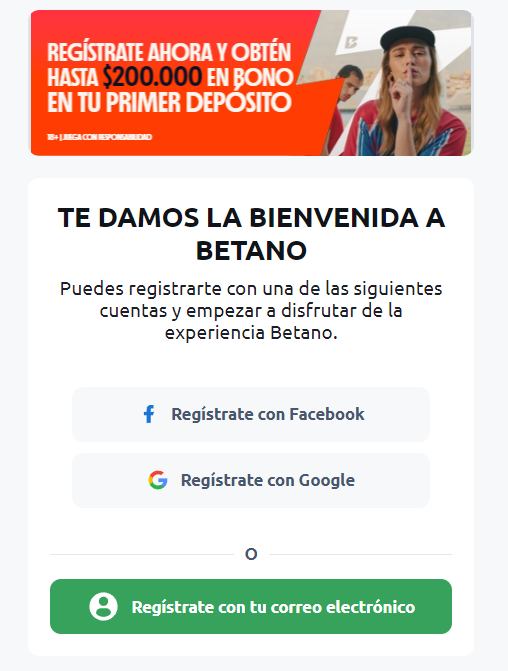 Como registrarse en Betano Chile
