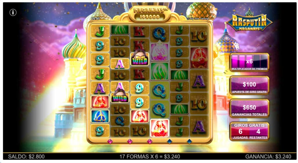 Rodillos en la Slot Rasputin - Funcionamiento