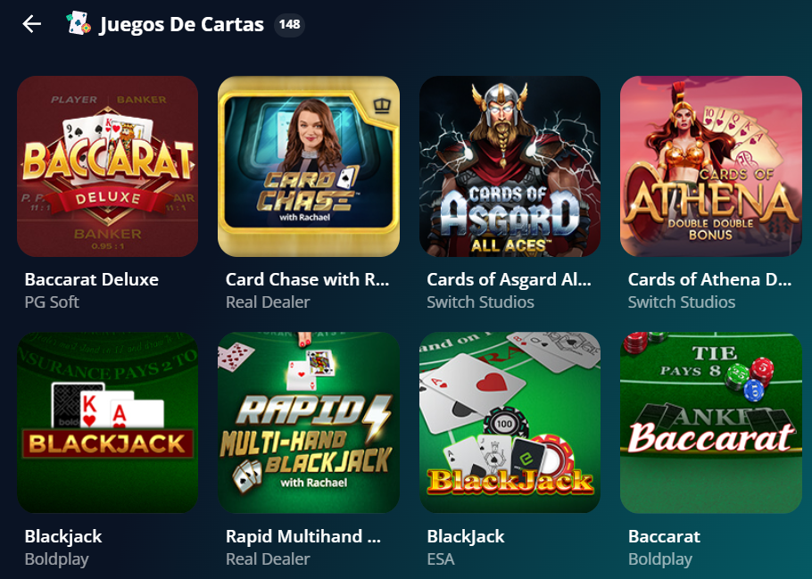 Juegos de cartas en Novibet Casino Chile