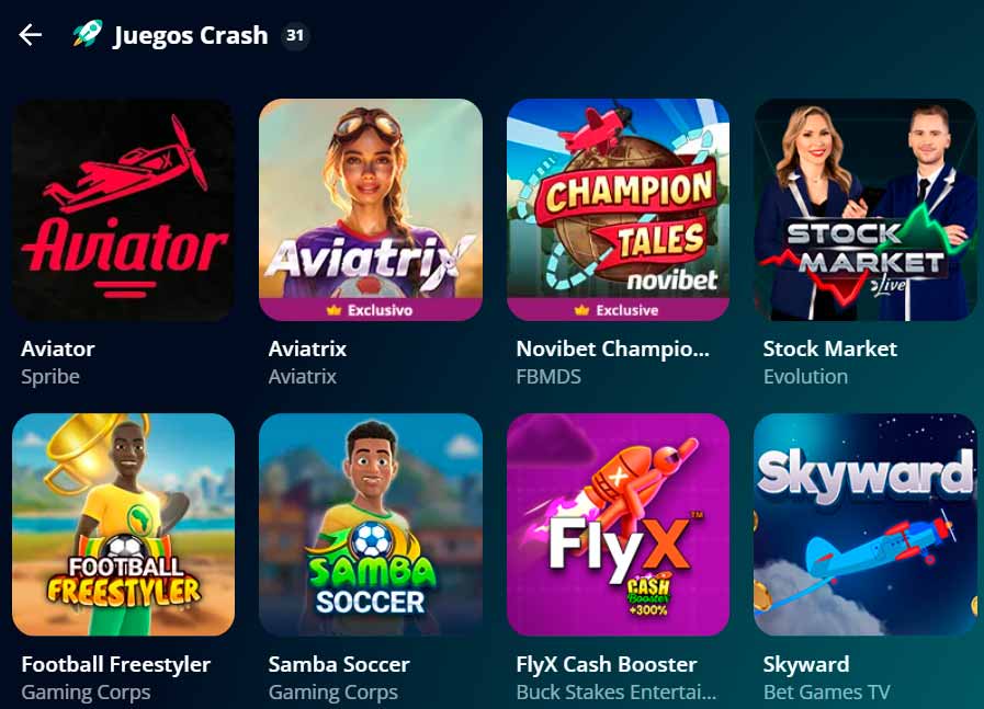 Juegos Crash en Novibet Casino Chile