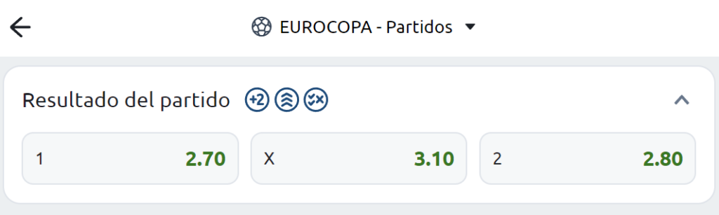 Apuestas Eurocopa en Betano - Mercado 1X2