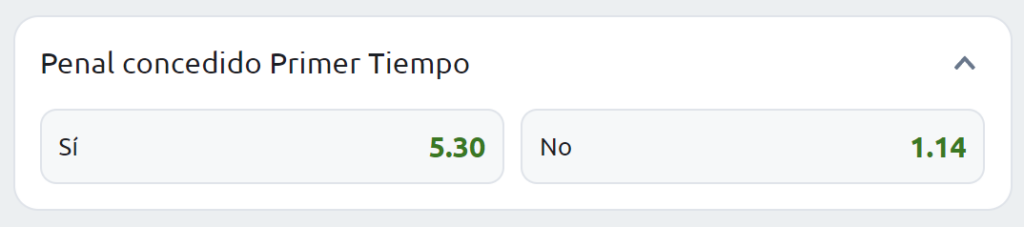 apuestas penal concedido en el primer tiempo betano