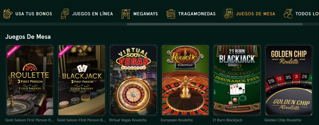 Categorías de juegos en Casinia Chile