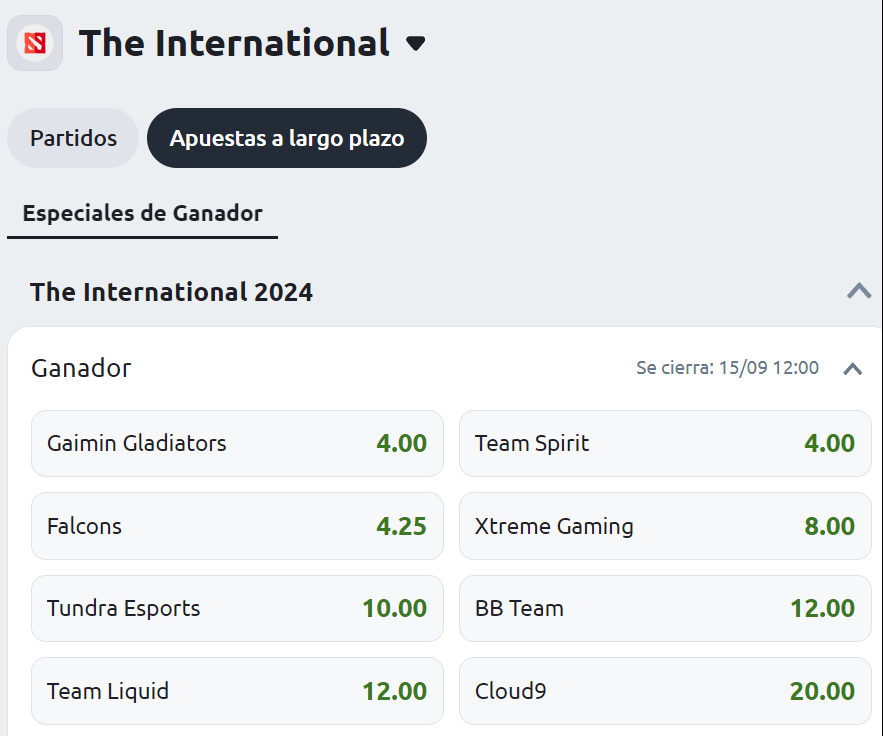 Consejos de apuestas DOTA 2 - The International