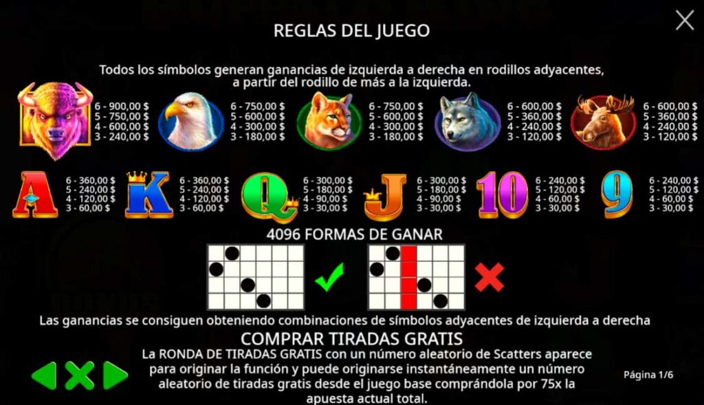 Símbolos y Funciones En Buffalo King