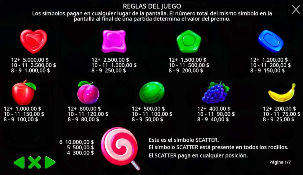 Símbolos y Funciones En Sweet Bonanza - Reglas del juego