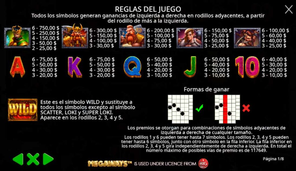 Reglas de la Slot Revenge of Loki
