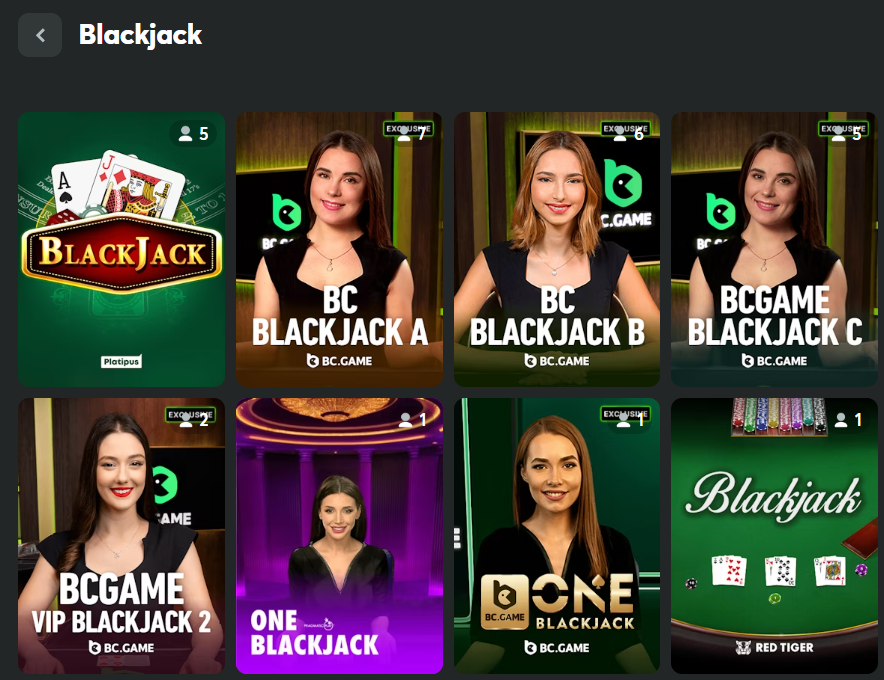 Blackjack en BC Game Casino