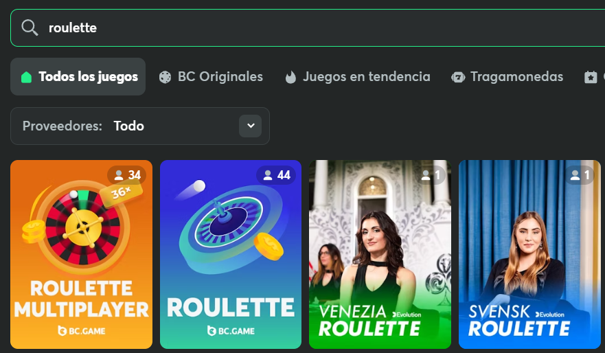 Ruleta en BC Game Casino