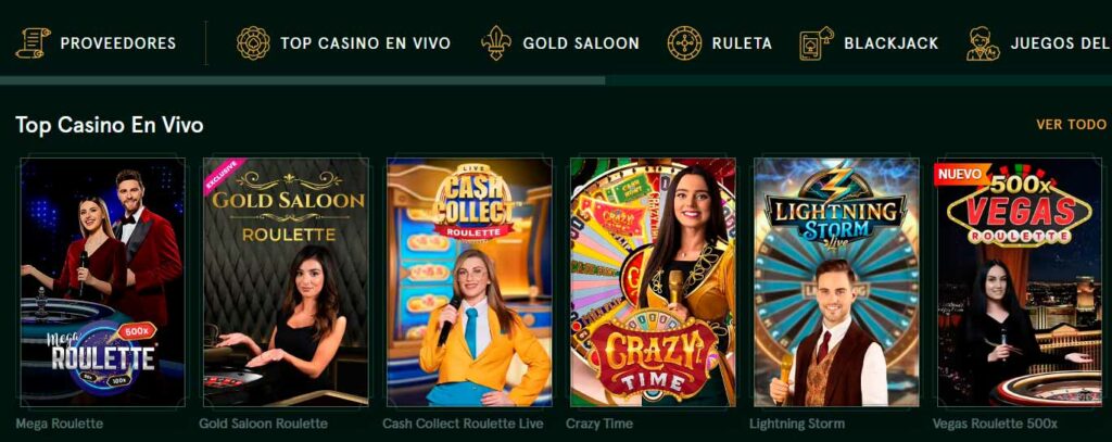 Categorías de juegos en Casinia Chile
