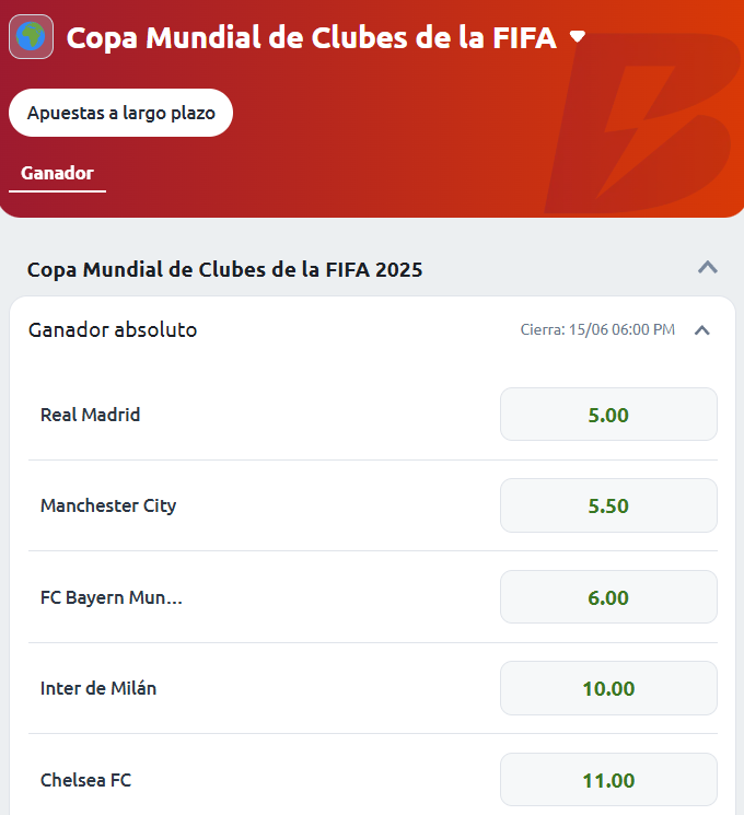 Apuestas Mundial de Clubes FIFA - Betano