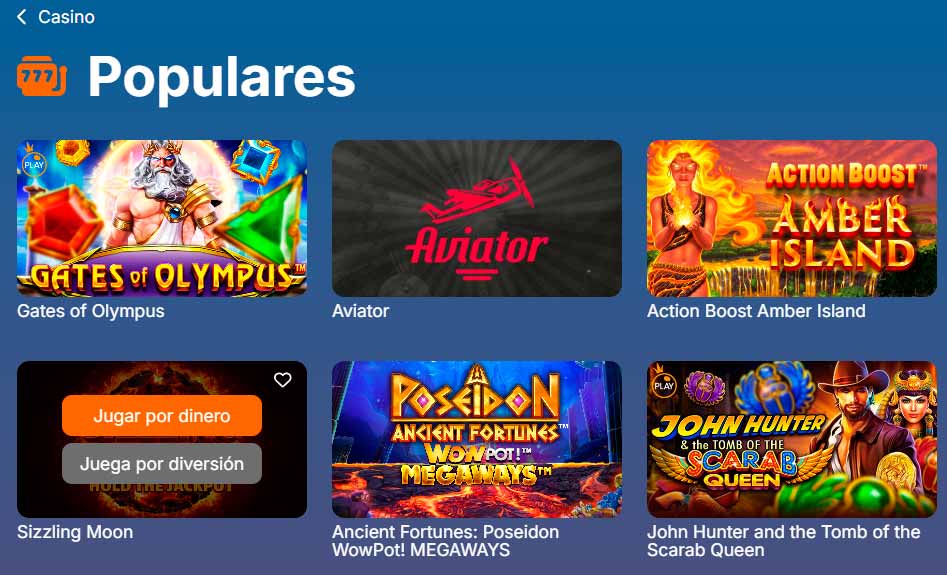 Juegos populares en Megawin Casino