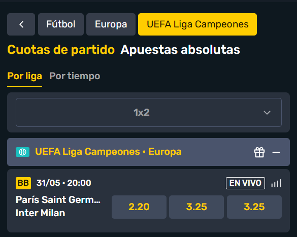 Cuotas en CampeónBet Chile