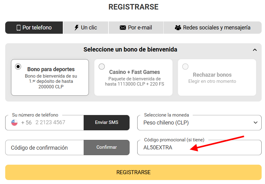 Código Promocional Melbet Chile AL50EXTRA