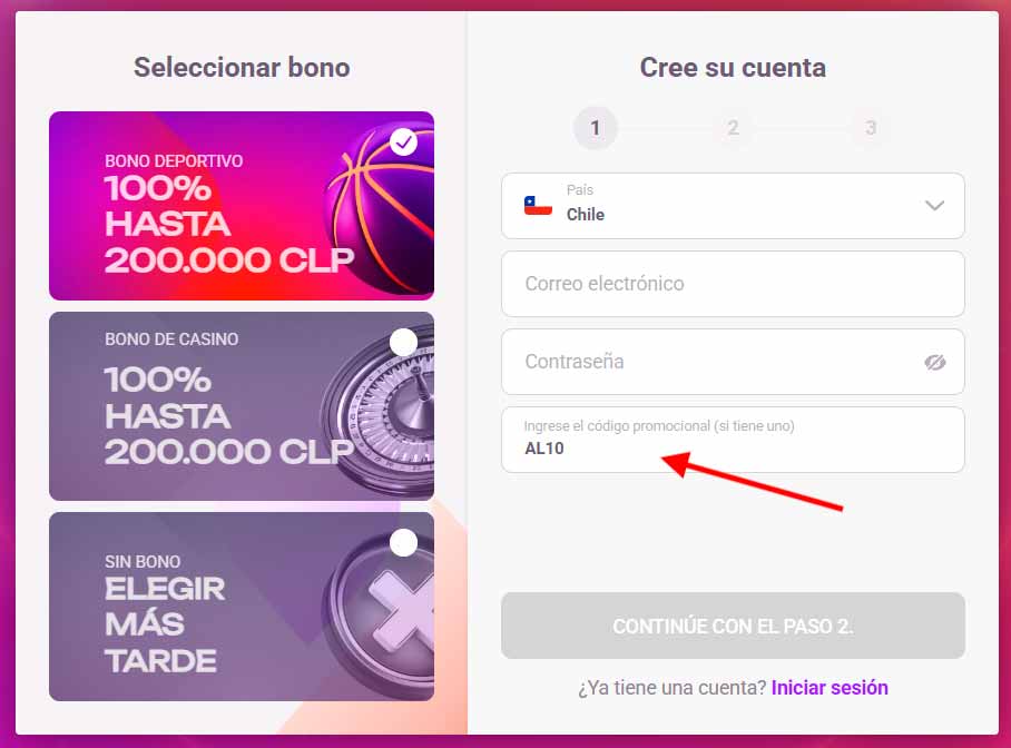 Código Promocional Tonybet Chile AL10