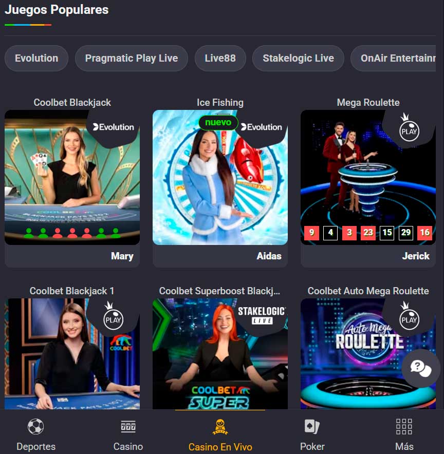Casino en vivo en Coolbet Casino