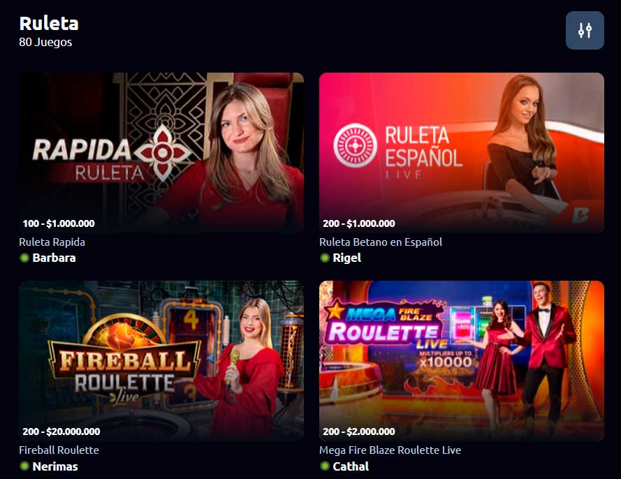 Juegos de Ruleta en Vivo en Betano Casino