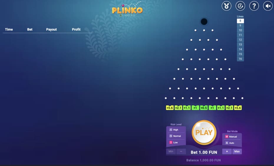 Juego de Plinko casino