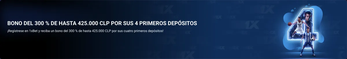 Banner del bono del 300% hasta 425.000 pesos de 1xBet
