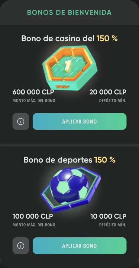 Ventana de registro de Drip con el bono de casino y el de deportes