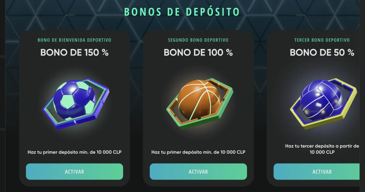 Los tres bonos de depósito deportivos de Drip Chile