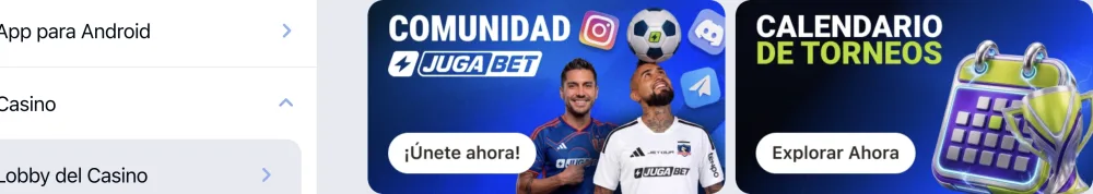 Banners de los bonos de casino y de deportes de JugaBet Chile