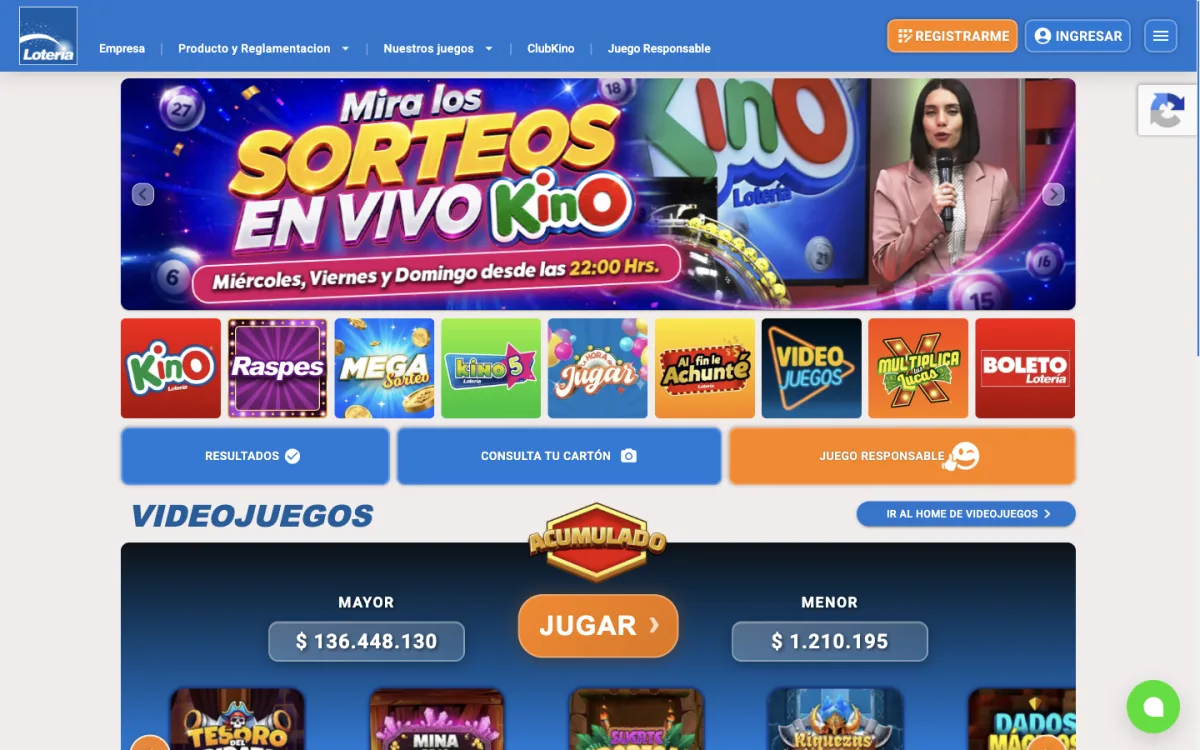 Portada de Lotería de Concepción con sus nueve juegos y el acumulado