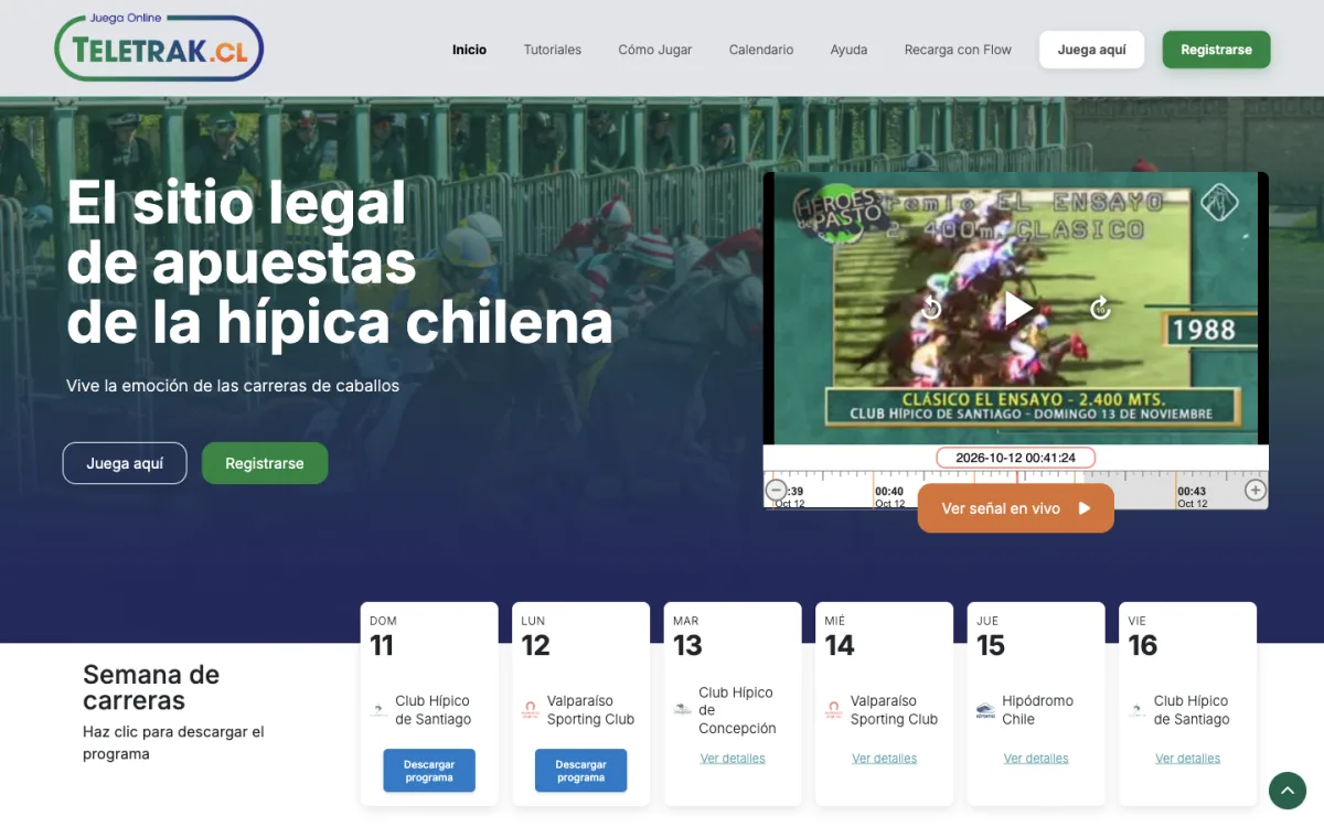 Portada de Teletrak con el calendario semanal de los hip&oacute;dromos chilenos